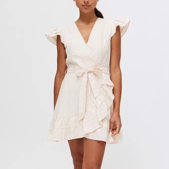 MINKPINK Pink Flutter Sleeve Sundress MINKPINK Kelsey Mini Wrap Dress - Picture 11 of 11